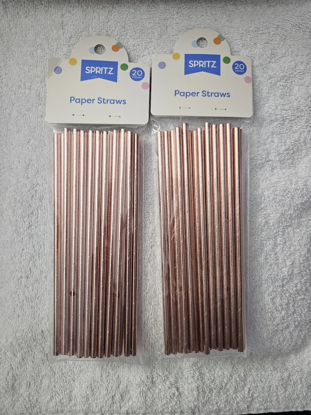 Lot Of 2 Spritz Rose Gold Metallic Foil Paper Straws 40ct Birthday Party